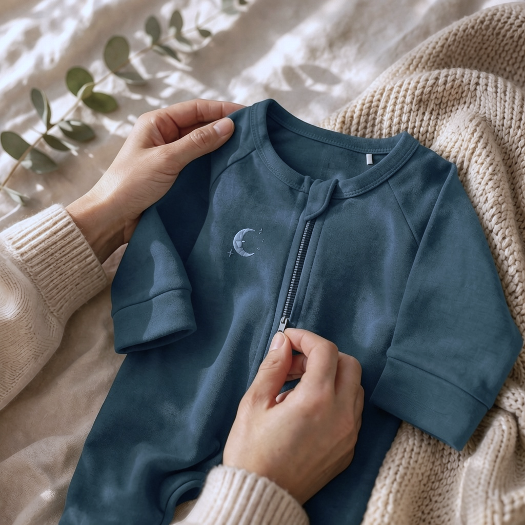 Pyjama Dark Sea with embroidery