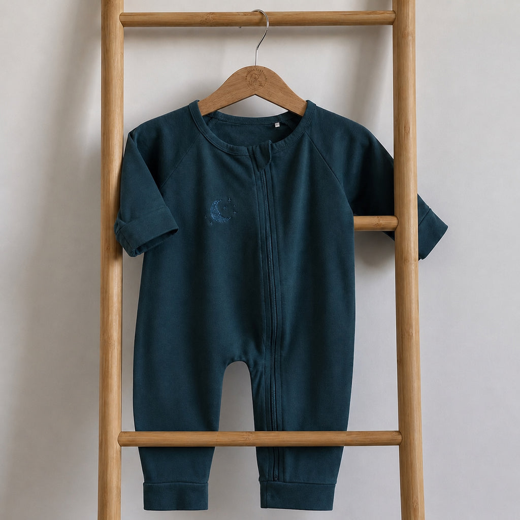 Embroidered Double Zip Pyjama – Deep Teal