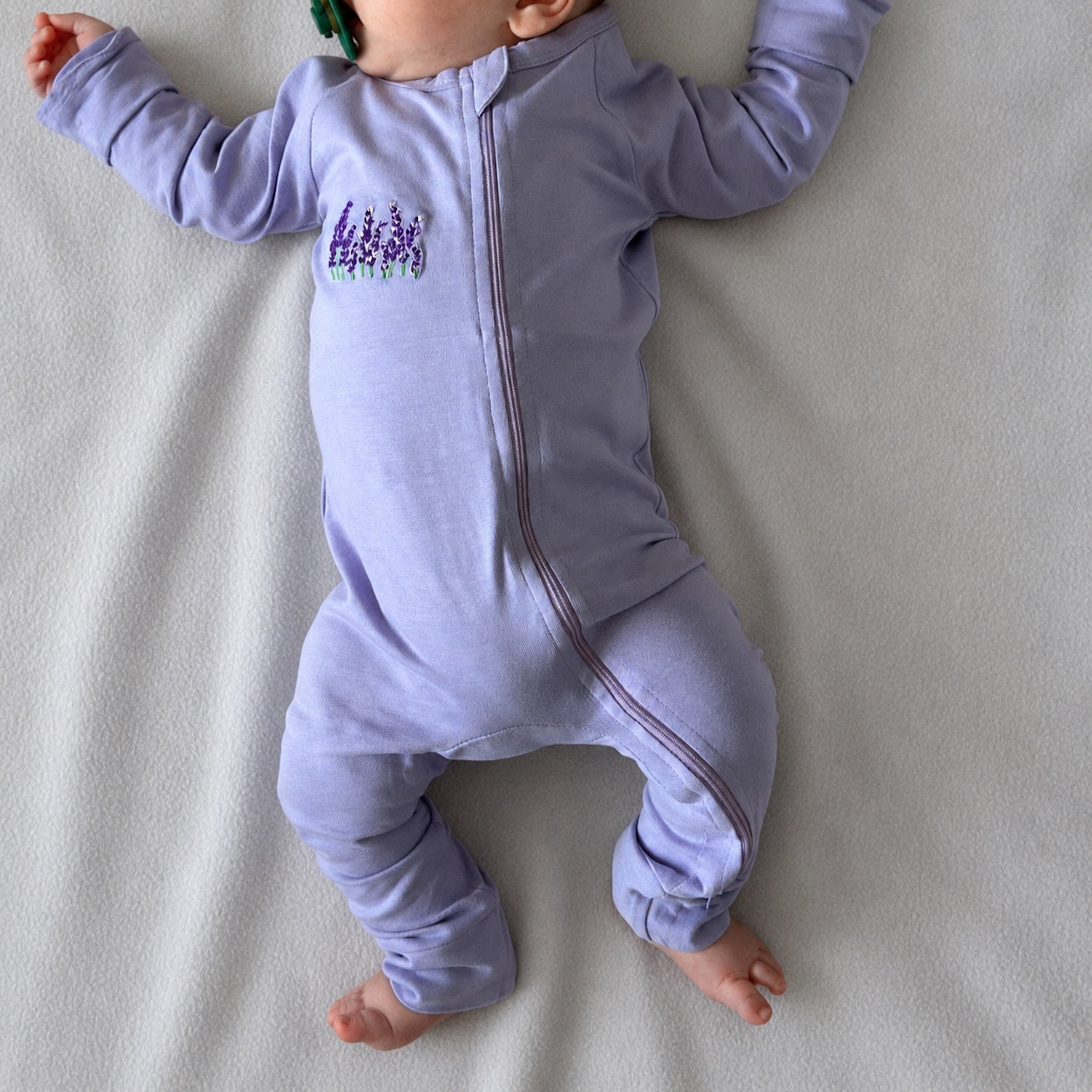 Embroidered Double Zip Pyjama – Lavender